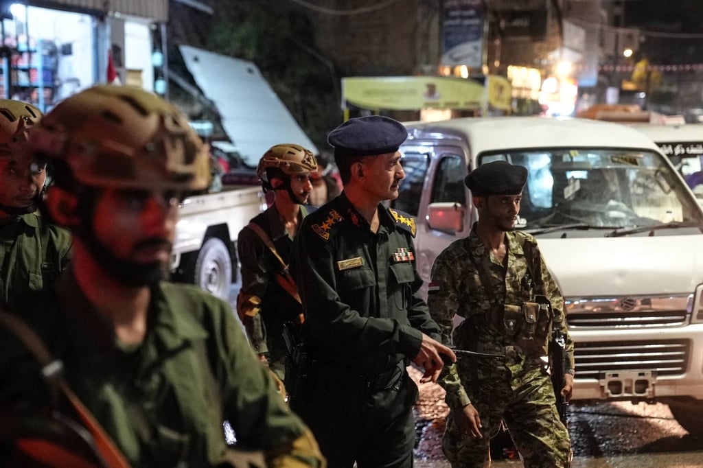 Security forces of the internationally-recognised Yemeni government patrol a street and set up checkpoints in Taiz, Yemen, last month. Photo: AFP Security forces of the internationally-recognised Yemeni government patrol a street and set up checkpoints in Taiz, Yemen, last month. Photo: AFP
