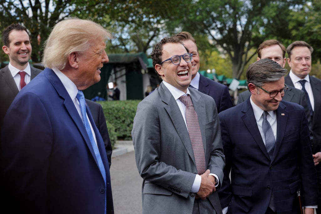 Anthropic CEO Dario Amodei (centre) at the White House after a lunch for the leaders of tech companies on September 29. Amodei wants AI firms to slow down as risks mount, a view also expressed by OpenAI’s Sam Altman and xAI’s Elon Musk. Photo: Reuters