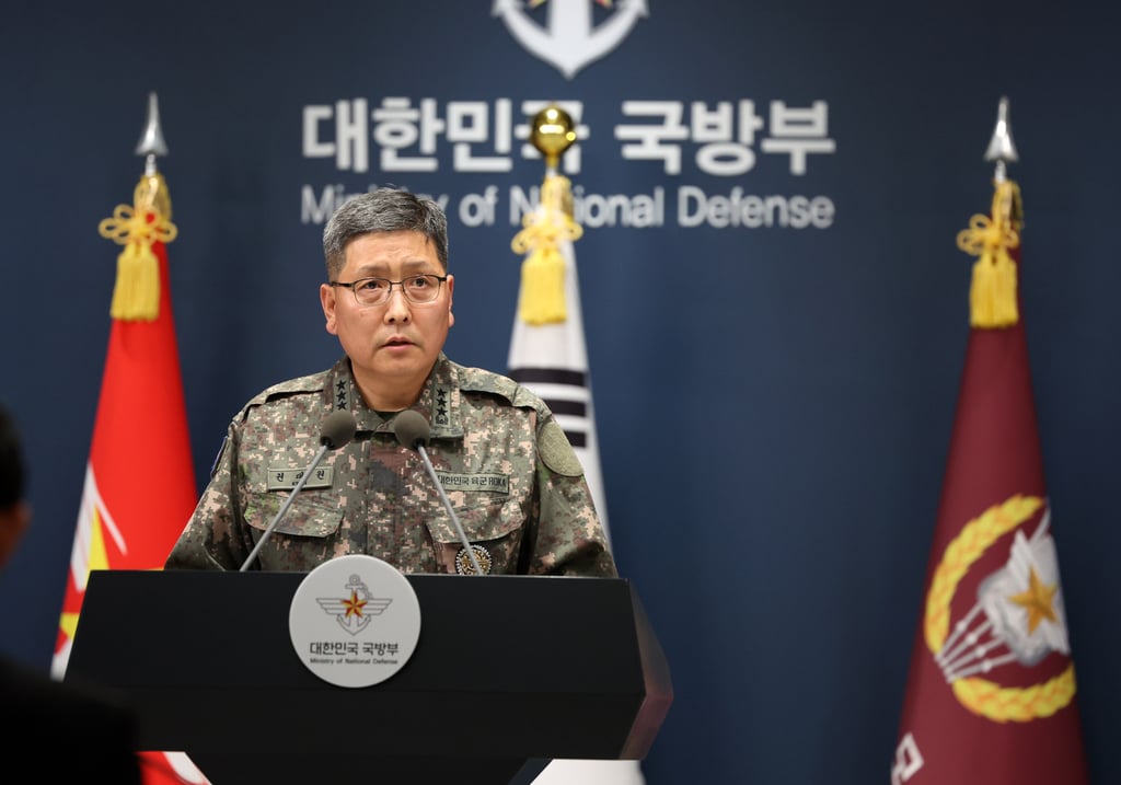 Kwon Dae-won, vice-chairman of South Korea’s Joint Chiefs of Staff, speaks during a briefing at the defence ministry in Seoul on Monday. Photo: Newsis via AP