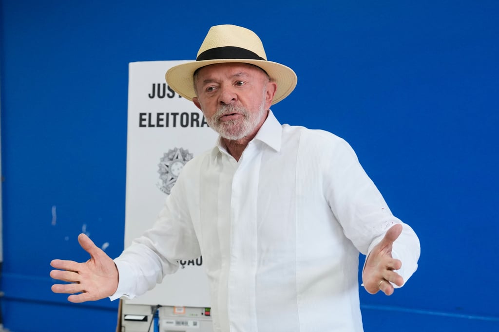Brazil’s President Luiz Inacio Lula da Silva, who is running for re-election, arrives to vote during general elections in Sao Bernardo do Campo, Brazil on Sunday. Photo: AP Brazil’s President Luiz Inacio Lula da Silva, who is running for re-election, arrives to vote during general elections in Sao Bernardo do Campo, Brazil on Sunday. Photo: AP