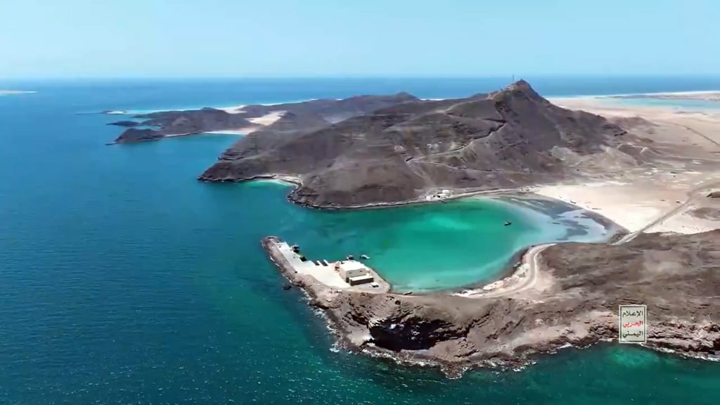 A handout screengrab shows the Bab al-Mandeb Strait near the coastal town of Dhubab, Yemen, on September 22. Photo: EPA/Houthi Military Media Centre