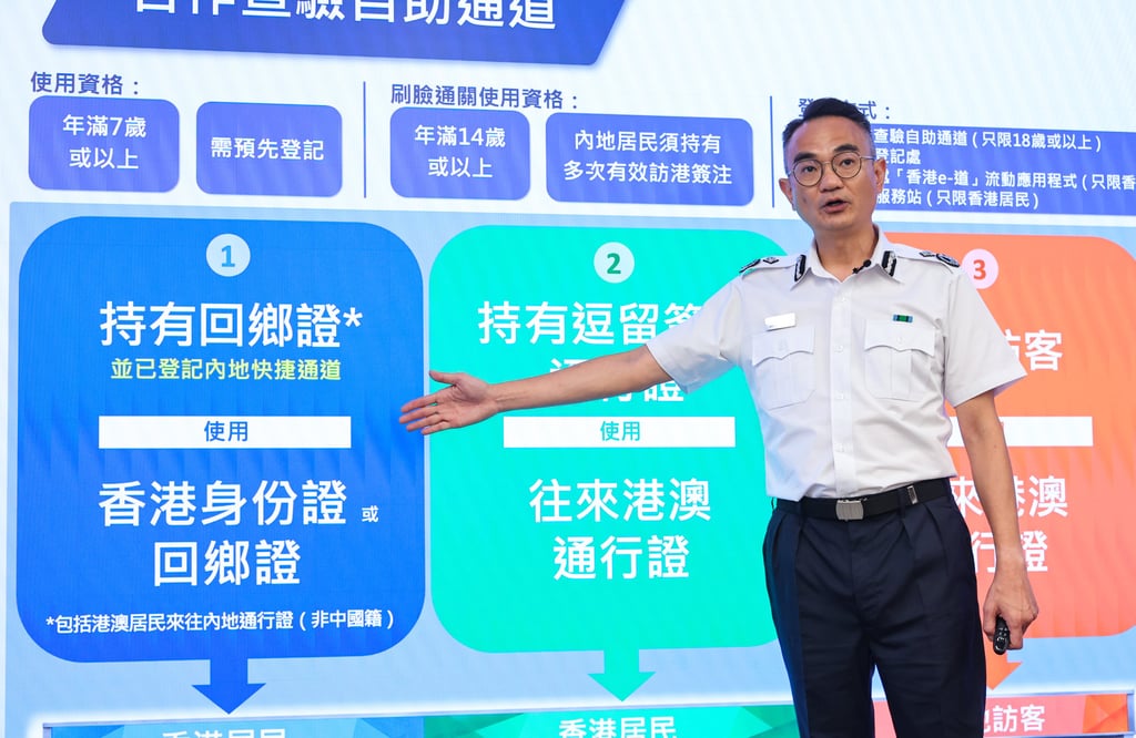 Jacky Wong of the Immigration Department outlines clearance procedures. Photo: Edmond So