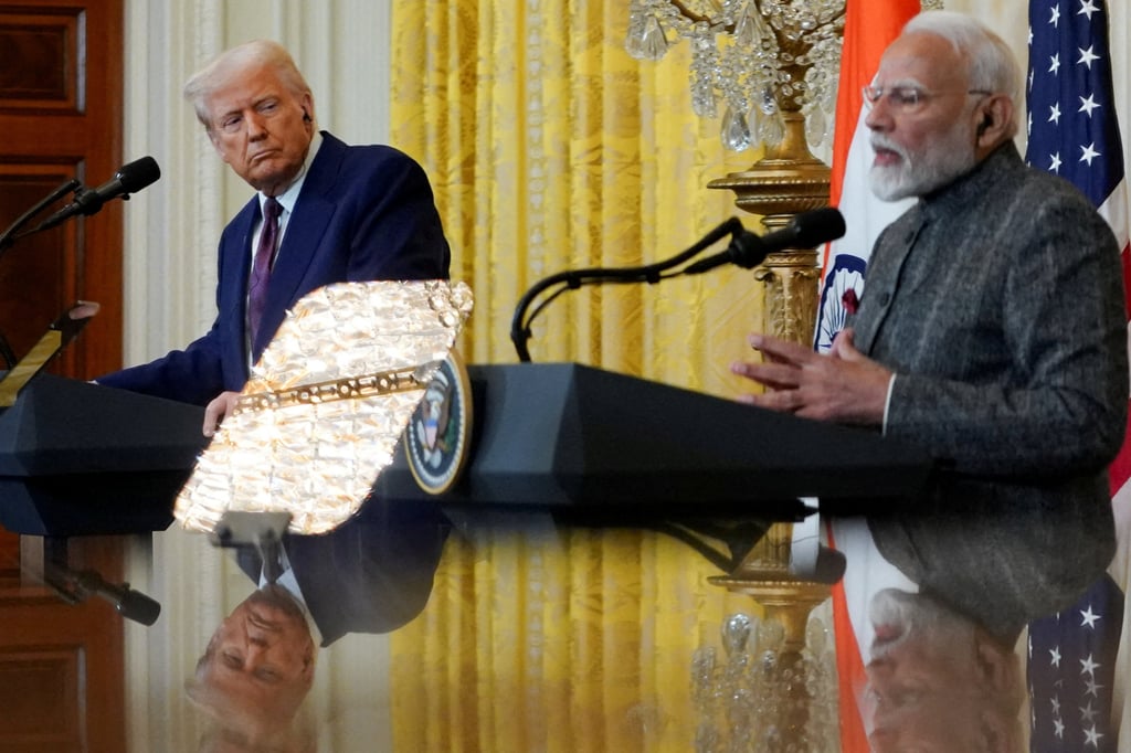 US President Donald Trump and Indian Prime Minister Narendra Modi hold a joint press conference at the White House in February 2025. Photo: Reuters