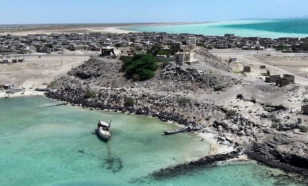 The coastal area of Dhubab district in Taiz province, Yemen, in a screengrab on Tuesday. Photo: Houthi Media Centre/Handout via Xinhua