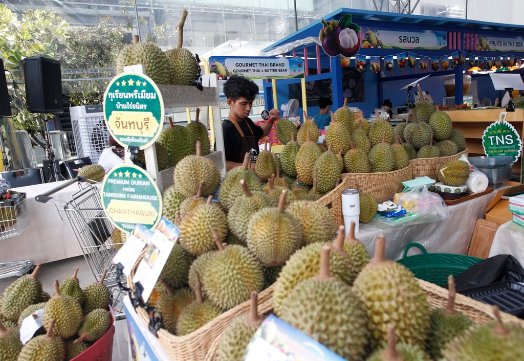 A vendor prepares durian at a local market in Bangkok, Thailand, in May 2025. Photo: EPA A vendor prepares durian at a local market in Bangkok, Thailand, in May 2025. Photo: EPA