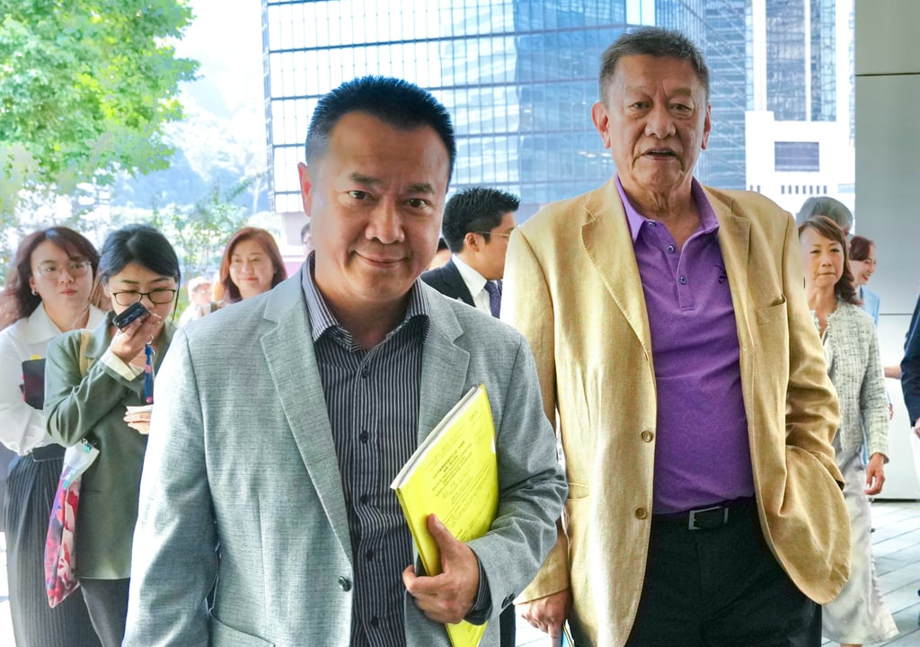 Hopefuls from at least four subsectors submitted nominations on the first day, including Li Ching, left and Ko Hak-ling who were among a 15-member team contesting the sports, performing arts, culture and publication subsector. Photo: Karma Lo Hopefuls from at least four subsectors submitted nominations on the first day, including Li Ching, left and Ko Hak-ling who were among a 15-member team contesting the sports, performing arts, culture and publication subsector. Photo: Karma Lo