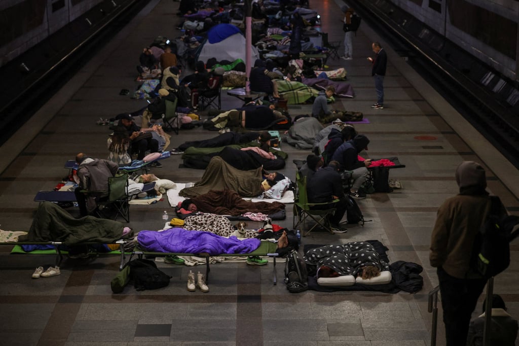 People take shelter inside a metro station Kyiv. Photo: Reuters People take shelter inside a metro station Kyiv. Photo: Reuters