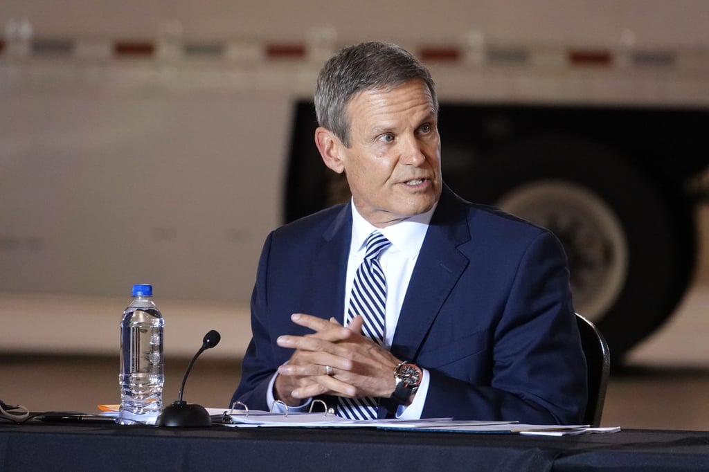 Tennessee Governor Bill Lee takes part in a round-table discussion in Memphis, Tennessee, in December 2020. Photo: TNS