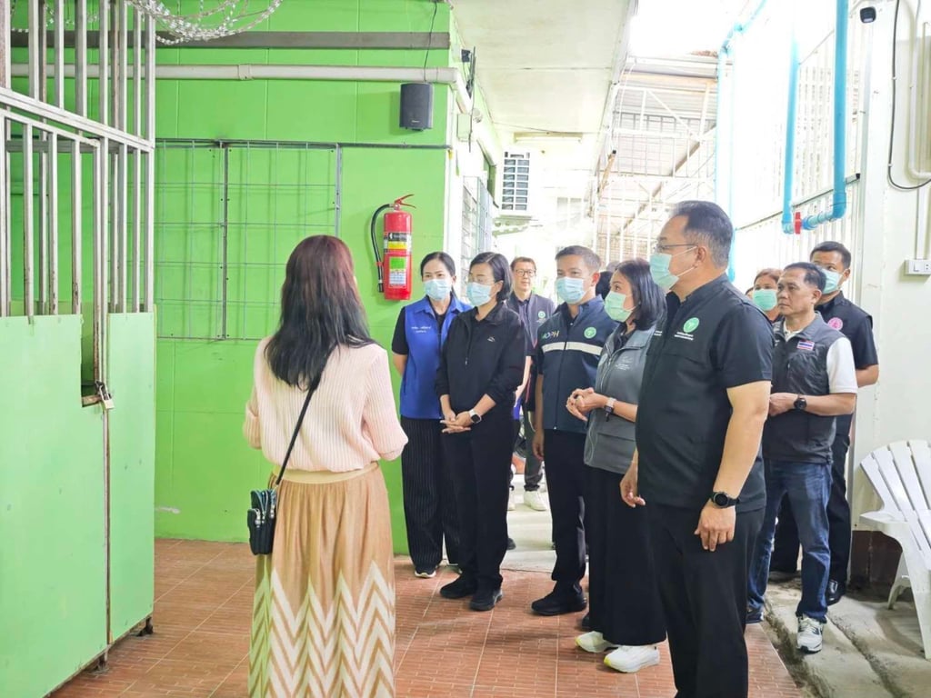 Thai health officials visit the Sothornchai Nursing Home in Kanchanaburi. Photo: Facebook/theprhss