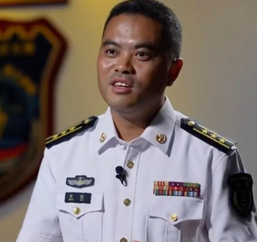 Zhang Jun, an officer aboard the destroyer Zunyi, gave Chinese state television an account of the incident. Photo: CCTV Zhang Jun, an officer aboard the destroyer Zunyi, gave Chinese state television an account of the incident. Photo: CCTV