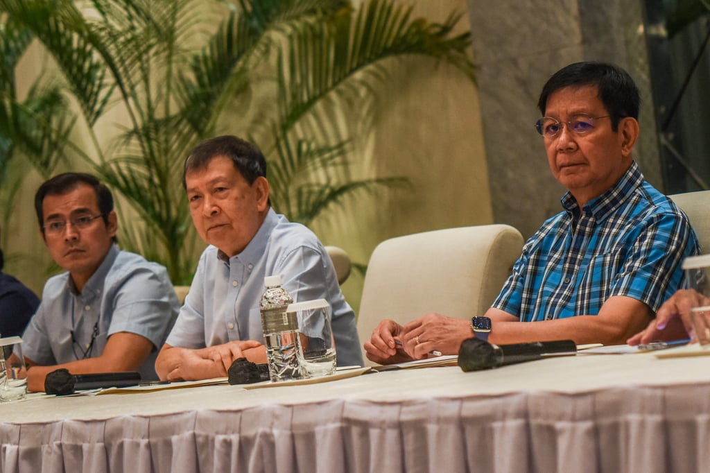Philippine Senator Panfilo Lacson (right) attends a press conference alongside fellow presidential candidates in Makati, Metro Manila, in April 2022. Photo: AFP Philippine Senator Panfilo Lacson (right) attends a press conference alongside fellow presidential candidates in Makati, Metro Manila, in April 2022. Photo: AFP