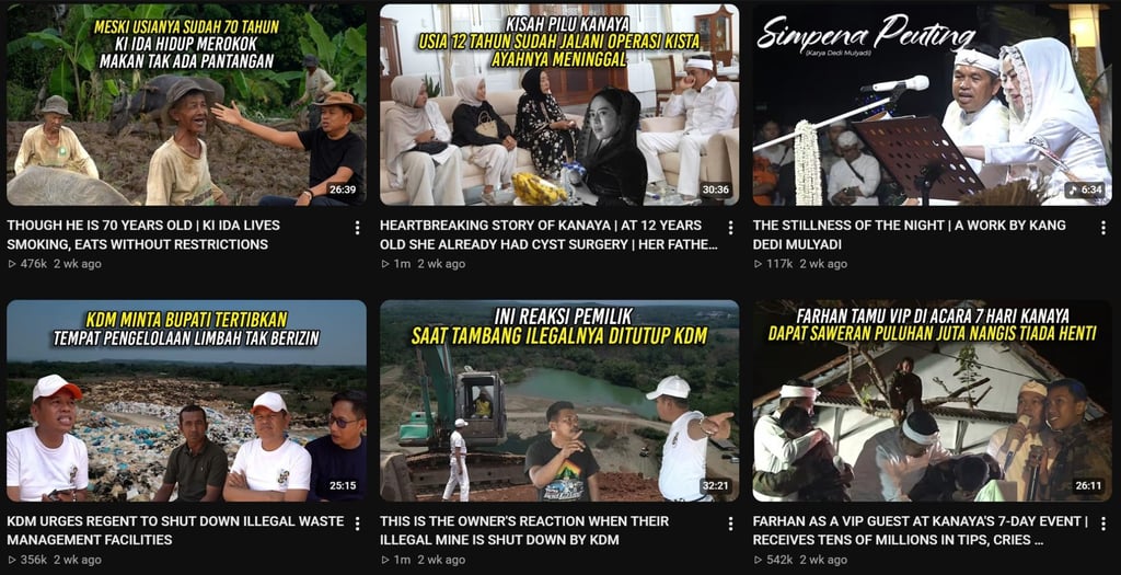 Dedi Mulyadi’s YouTube channel has over 9.2 million subscribers and his videos receive tens of millions of views per month. Photo: YouTube/Kang Dedi Mulyadi Dedi Mulyadi’s YouTube channel has over 9.2 million subscribers and his videos receive tens of millions of views per month. Photo: YouTube/Kang Dedi Mulyadi