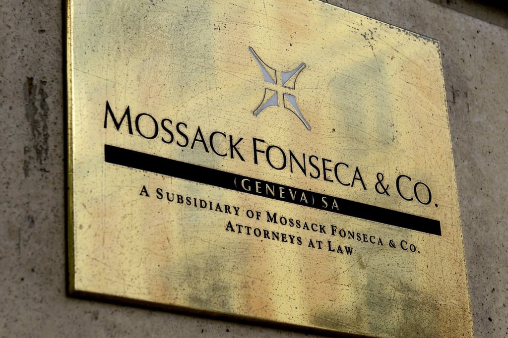 A plate of the Geneva office of the law firm Mossack Fonseca is seen in 2016. The Panama Papers scandal dealt a severe blow to the country’s reputation as an offshore financial hub. Photo: AFP