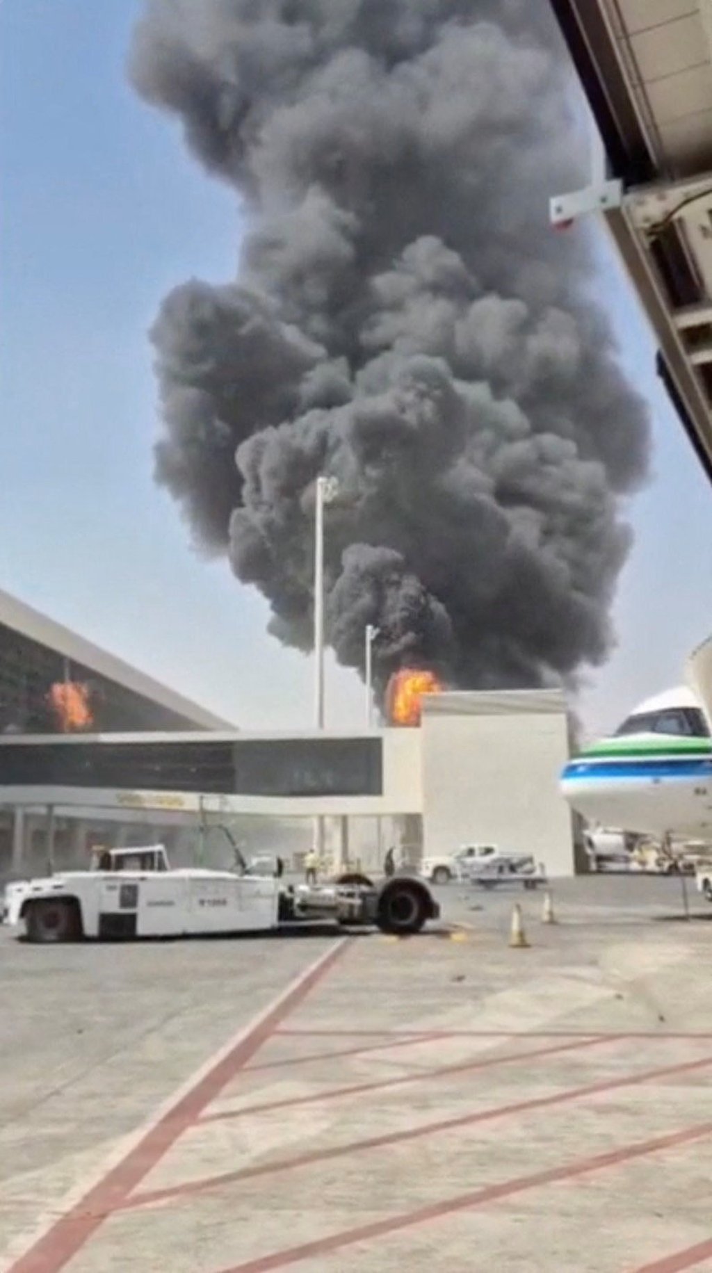 Smoke and flames rise from King Khalid Airport, after Yemen’s Iran-backed Houthis said they attacked the airport, in Riyadh, Saudi Arabia, on Thursday. Photo: via Reuters