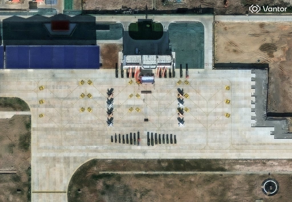 A satellite image shows what security analysts believe are K-8 aircraft and support vehicles at a new China-Laos joint training facility in Ban Keun, Laos, on September 30. Photo: Handout via Reuters A satellite image shows what security analysts believe are K-8 aircraft and support vehicles at a new China-Laos joint training facility in Ban Keun, Laos, on September 30. Photo: Handout via Reuters