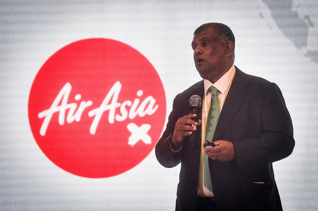 Tony Fernandes delivers a speech at an AirAsia event in Kuala Lumpur, Malaysia, in 2024. He said AirAsia would not turn away help if offered. Photo: AFP
