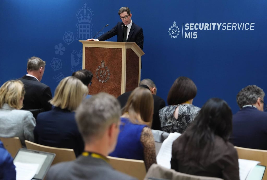 MI5 Director General Ken McCallum speaks at Thames House in London on Tuesday. Photo: dpa MI5 Director General Ken McCallum speaks at Thames House in London on Tuesday. Photo: dpa