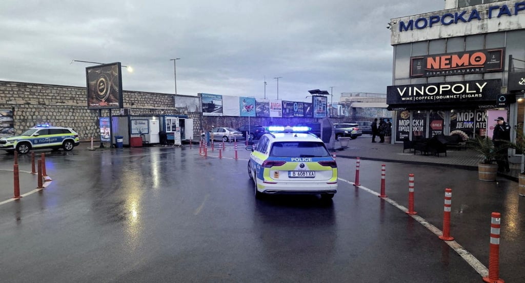 Police vehicles in Varna, Bulgaria, on Tuesday, as ambulances transport rescued crew members from a ship damaged in a drone attack. Photo: Reuters