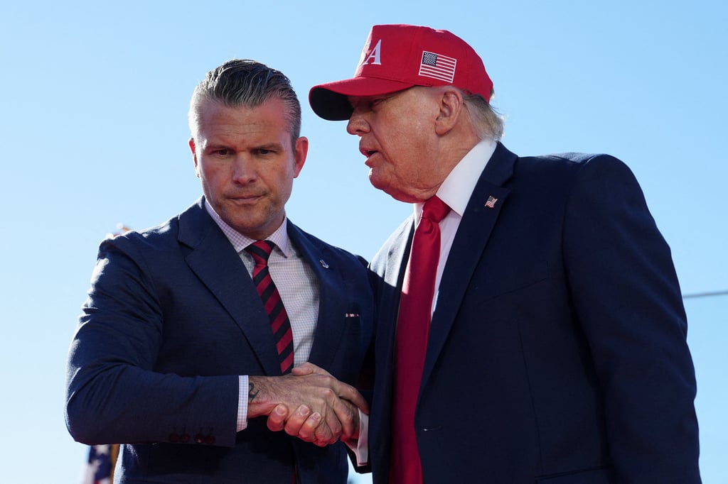US President Donald Trump (right), with Defence Secretary Pete Hegseth, says he had not made a final decision on whether the execution would be live-streamed. Photo: Reuters