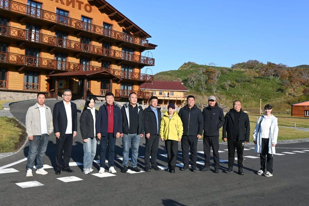 A screenshot from Sakhalin Oblast website shows the Chinese delegation visiting Etorofu, the largest of the disputed islands collectively called the Northern Territories in Japan and the Southern Kurils in Russia. Photo: Kyodo
