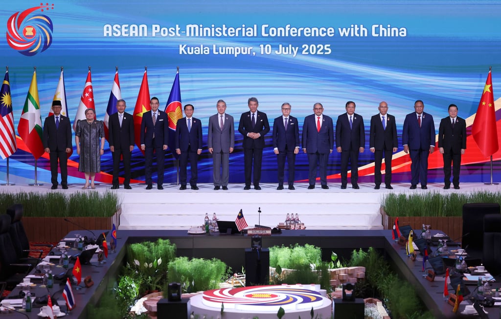 Foreign ministers from Asean and China pose for a group photo during the Asean Post-Ministerial Conference with China in Kuala Lumpur last year. Photo: AP