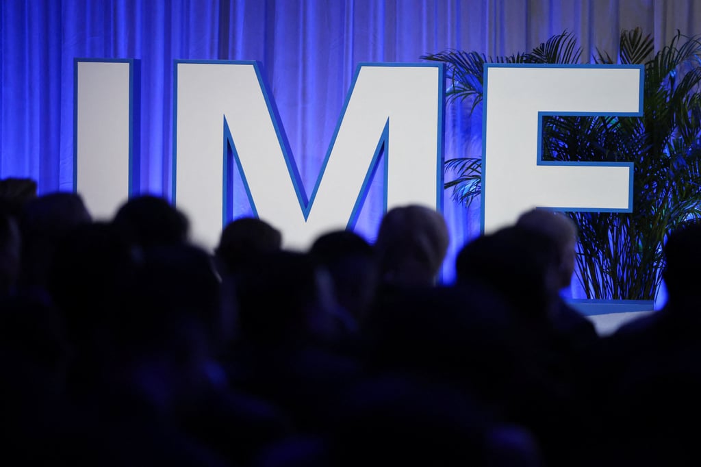 IMF signage is seen as people attend a panel discussion at the IMF/World Bank 2026 Annual Meetings in Bangkok, Thailand, on Tuesday. Photo: Reuters IMF signage is seen as people attend a panel discussion at the IMF/World Bank 2026 Annual Meetings in Bangkok, Thailand, on Tuesday. Photo: Reuters