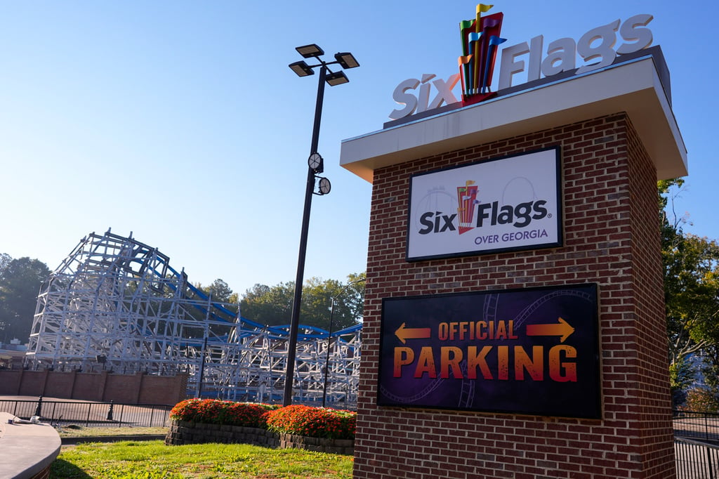 Attractions are seen at Six Flags Over Georgia near Atlanta on Tuesday. Photo: AP
