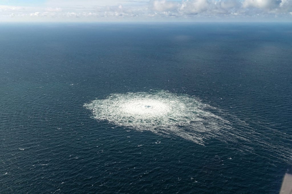 A gas leak from the Nord Stream 2 pipeline is seen in the Baltic Sea near Bornholm, Denmark, in 2022. Photo: Reuters A gas leak from the Nord Stream 2 pipeline is seen in the Baltic Sea near Bornholm, Denmark, in 2022. Photo: Reuters