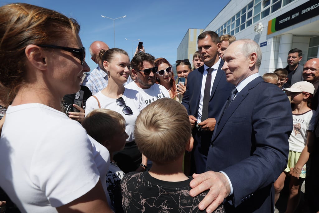 Russian President Vladimir Putin interacts with local residents in Kurilsk on Iturup Island, the largest of the Kuril Islands, in August. Photo: Sputnik via AP Russian President Vladimir Putin interacts with local residents in Kurilsk on Iturup Island, the largest of the Kuril Islands, in August. Photo: Sputnik via AP