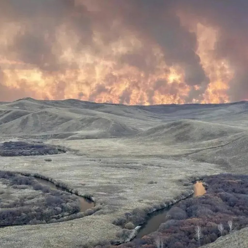 The blaze, which erupted in Mongolia’s Dornod province bordering Russia and China, advanced rapidly towards the northern China, driven by strong autumn winds and drought conditions. Photo: qq.com The blaze, which erupted in Mongolia’s Dornod province bordering Russia and China, advanced rapidly towards the northern China, driven by strong autumn winds and drought conditions. Photo: qq.com