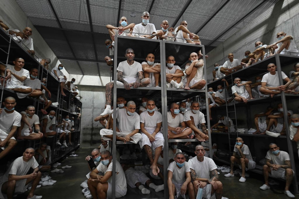 Inmates in a communal cell at El Salvador’s CECOT. Photo: AFP