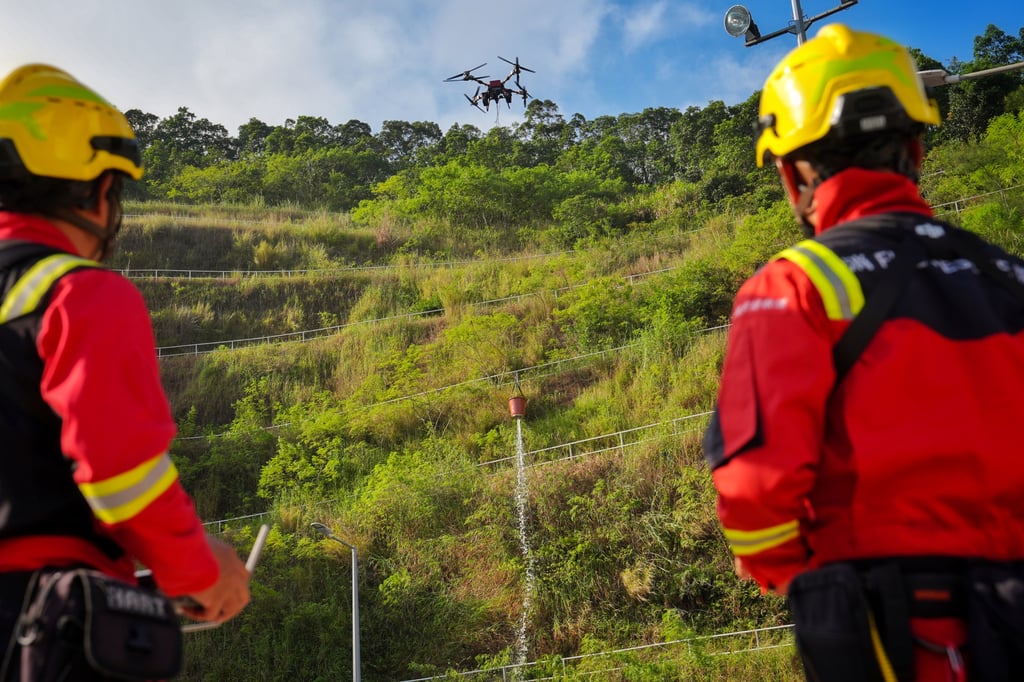 The drone can carry 80 litres of water. Photo: Elson Li