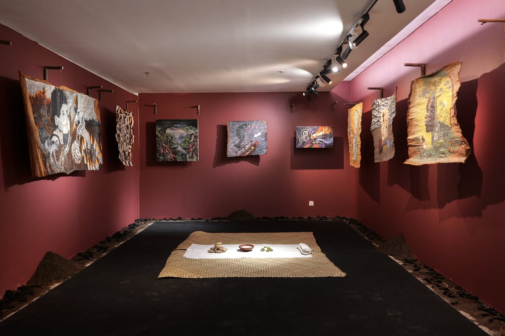 Works by Alyakha Kolektif, an artist collective in Papua, Indonesia, at the 2026 Jakarta Biennale. Photo: Jakarta Biennale