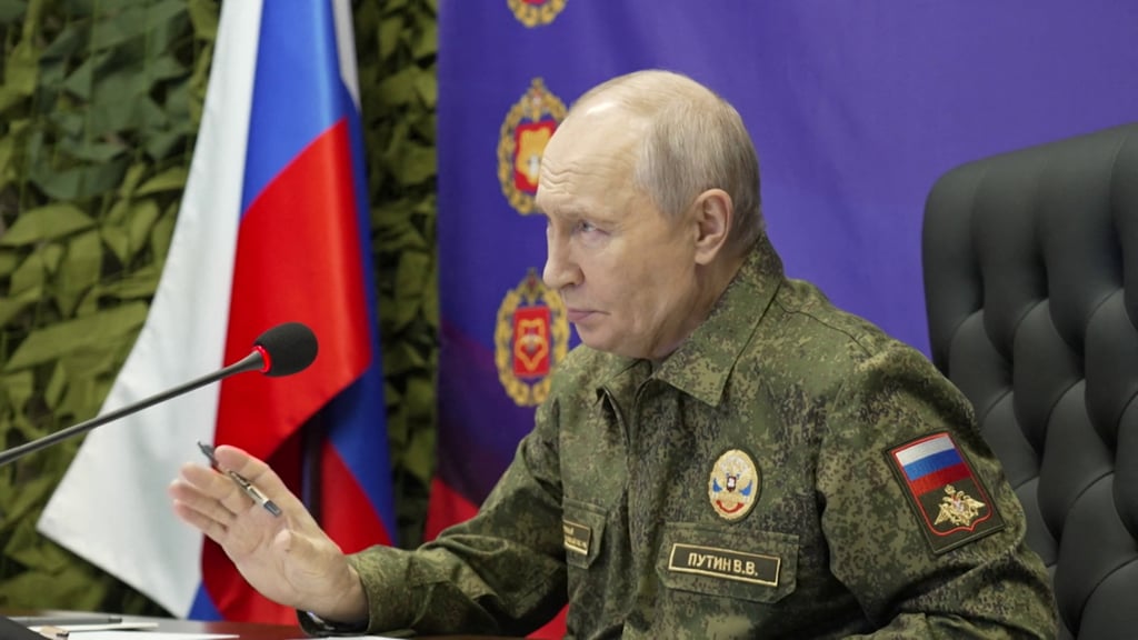 Russia’s President Vladimir Putin visits a command post in an image released on Friday. Photo: Russian Presidential Press Office via AFP