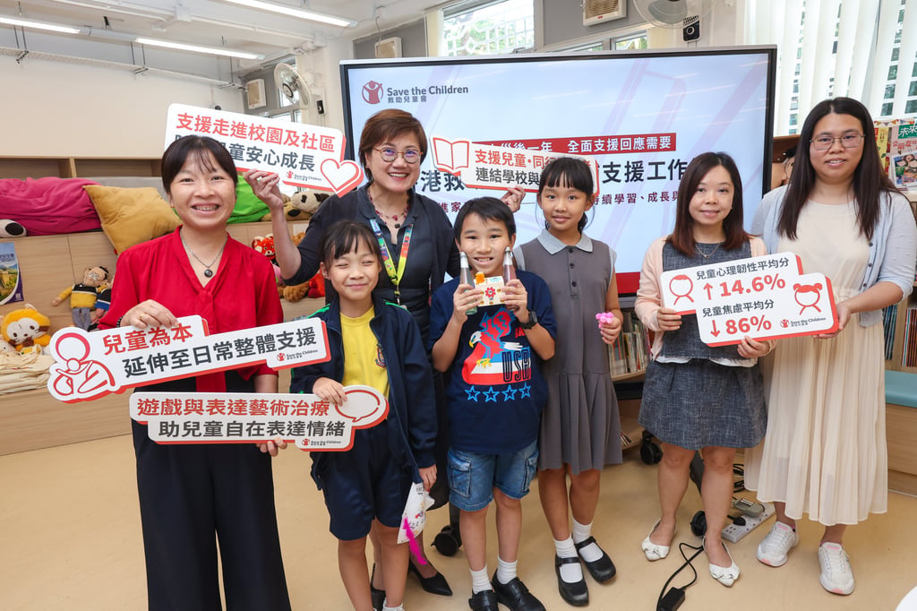 Save the Children Hong Kong shares updates on children’s recoveries almost a year after the Tai Po fire at a press briefing organised by the NGO. Photo: Edmond So