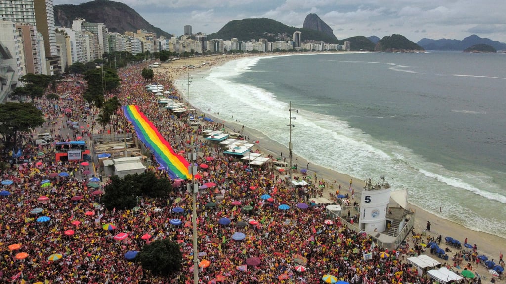 A rally to defend democracy in Rio de Janeiro, organised by Brazilian artists. Photo: Reuters