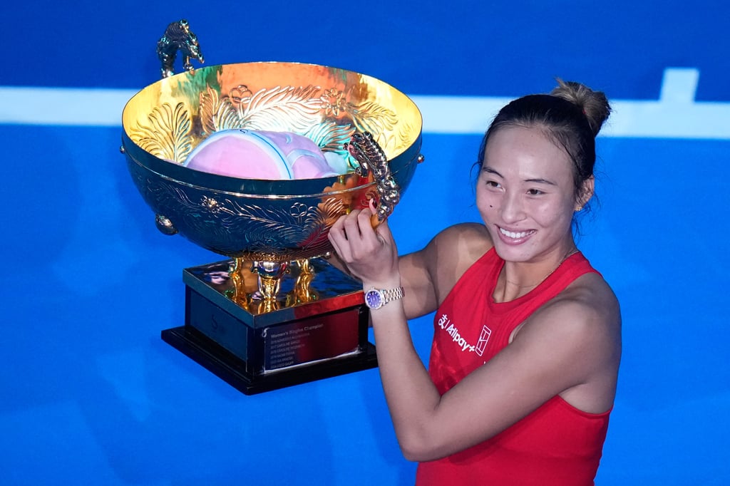 Zheng Qinwen makes history as the first-ever Chinese champion and wild card to win the China Open women’s singles title, beating Russia’s Mirra Andreeva. Photo: AP/Andy Wong