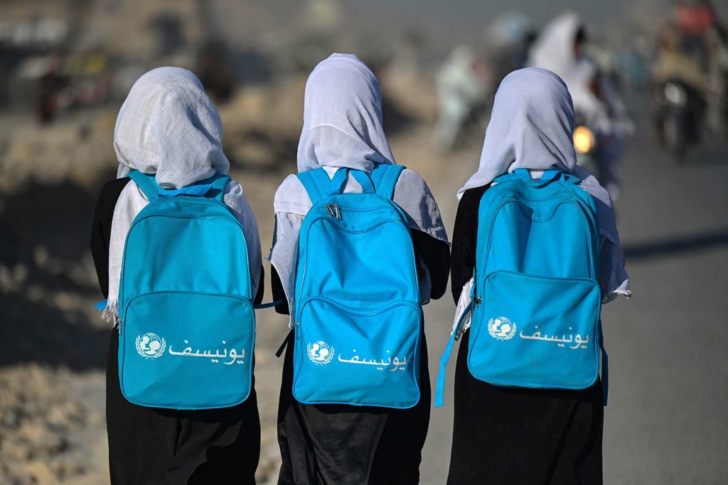 Afghan girls walk towards their school in Kandahar on Sunday. Between September and October, 15.9 million people – nearly one in three Afghans – faced food insecurity at crisis levels or worse. Photo: AFP Afghan girls walk towards their school in Kandahar on Sunday. Between September and October, 15.9 million people – nearly one in three Afghans – faced food insecurity at crisis levels or worse. Photo: AFP