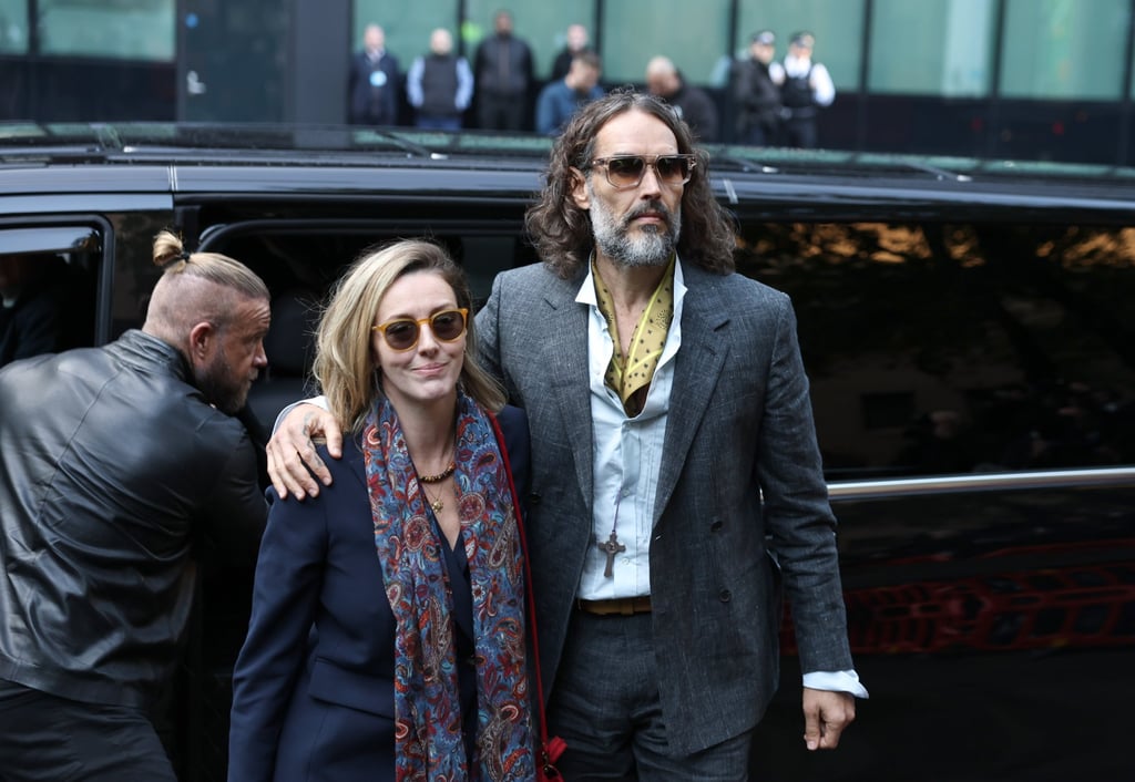Brand and his wife Laura arrive at Southwark Crown Court in London on Monday. Photo: EPA Brand and his wife Laura arrive at Southwark Crown Court in London on Monday. Photo: EPA