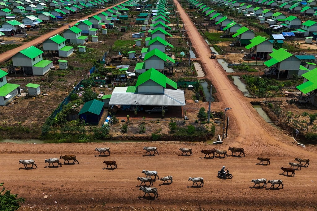 A drone view shows a resettlement site housing families who fled fighting along the Cambodia-Thailand border in Banteay Meanchey province, Cambodia, on September 16. Photo: Reuters