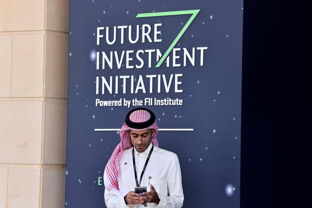 A Saudi man at the Future Investment Initiative in Riyadh on October 28. This year, the major Saudi investment conference is set to be postponed. Photo: AFP