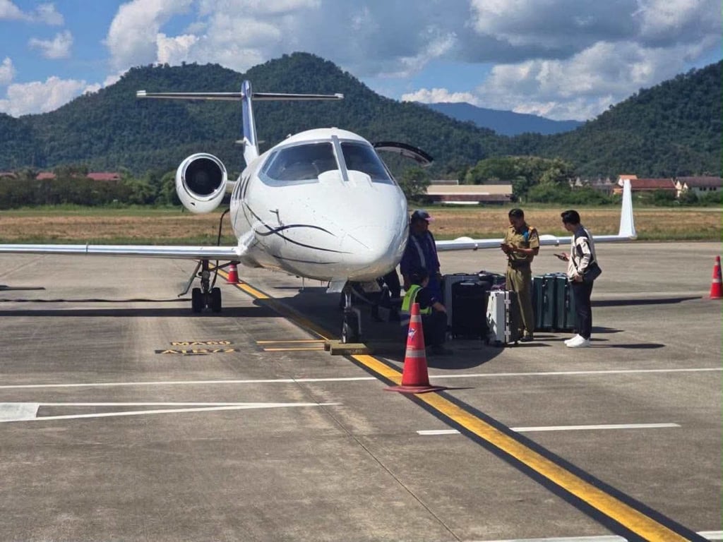 Police seized 521kg of methamphetamine from a private jet at Luang Prabang International Airport in Laos earlier this month. Photo: Facebook/KhuamsaNgopDaily