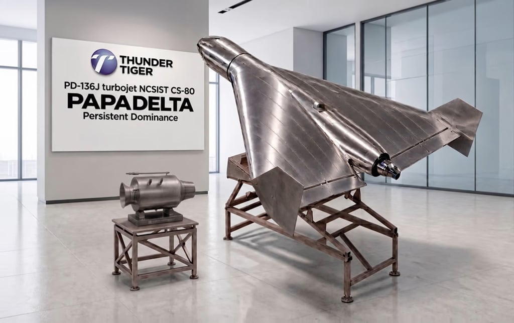 The PD-136 would carry a smaller payload than the Shahed-136, an Iranian model it closely resembles. Photo: Thunder Tiger The PD-136 would carry a smaller payload than the Shahed-136, an Iranian model it closely resembles. Photo: Thunder Tiger