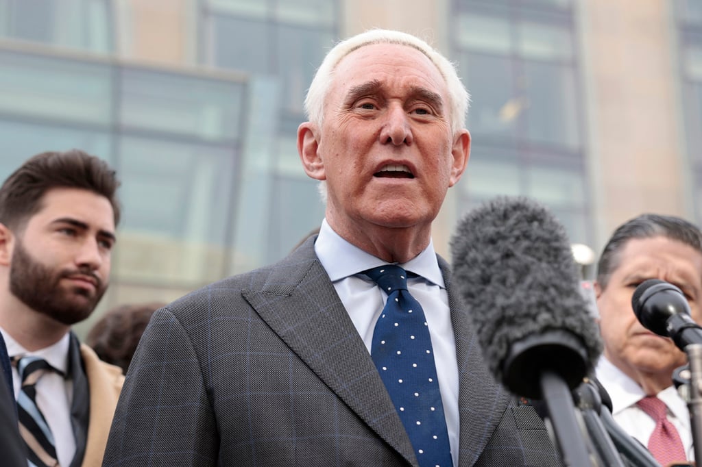 Roger Stone, a former adviser and confidant to US President Donald Trump, addresses reporters in Washington in 2021. Photo: TNS Roger Stone, a former adviser and confidant to US President Donald Trump, addresses reporters in Washington in 2021. Photo: TNS