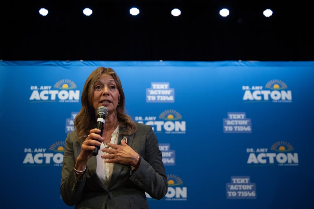 Democratic gubernatorial candidate Amy Acton speaks during a campaign event at Ohio University in Athens, Ohio, in September. Photo: AP Democratic gubernatorial candidate Amy Acton speaks during a campaign event at Ohio University in Athens, Ohio, in September. Photo: AP