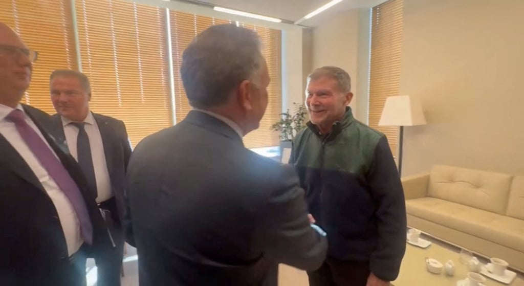 US special envoy Steve Witkoff and Russian presidential envoy Kirill Dmitriev attend a meeting in St Petersburg on Wednesday with Stephen Hubbard, a retired US teacher who was recently freed after serving a prison sentence in Russia. Photo: Handout via Reuters