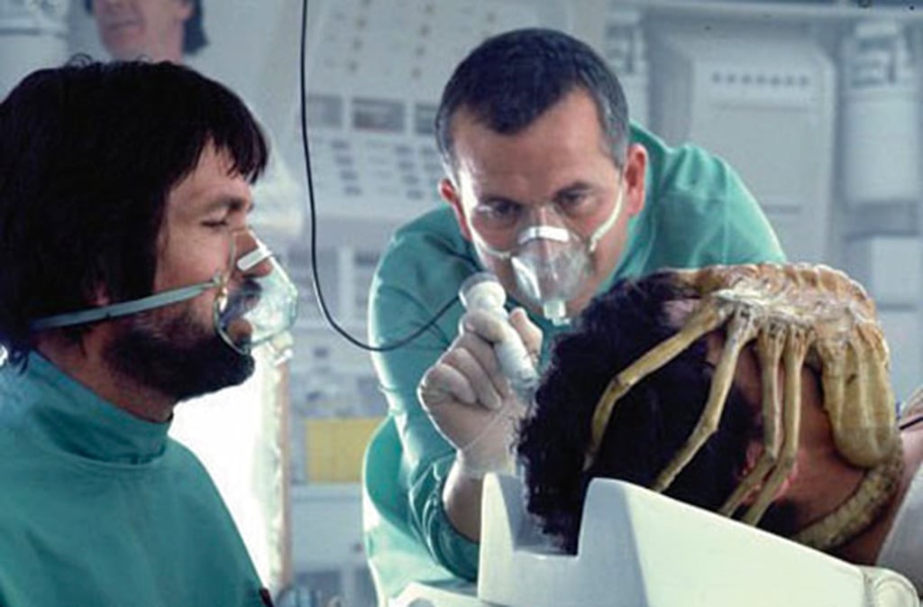 Tom Skerritt (left), Ian Holm and John Hurt appear in Alien. Photo: Twentieth Century Fox