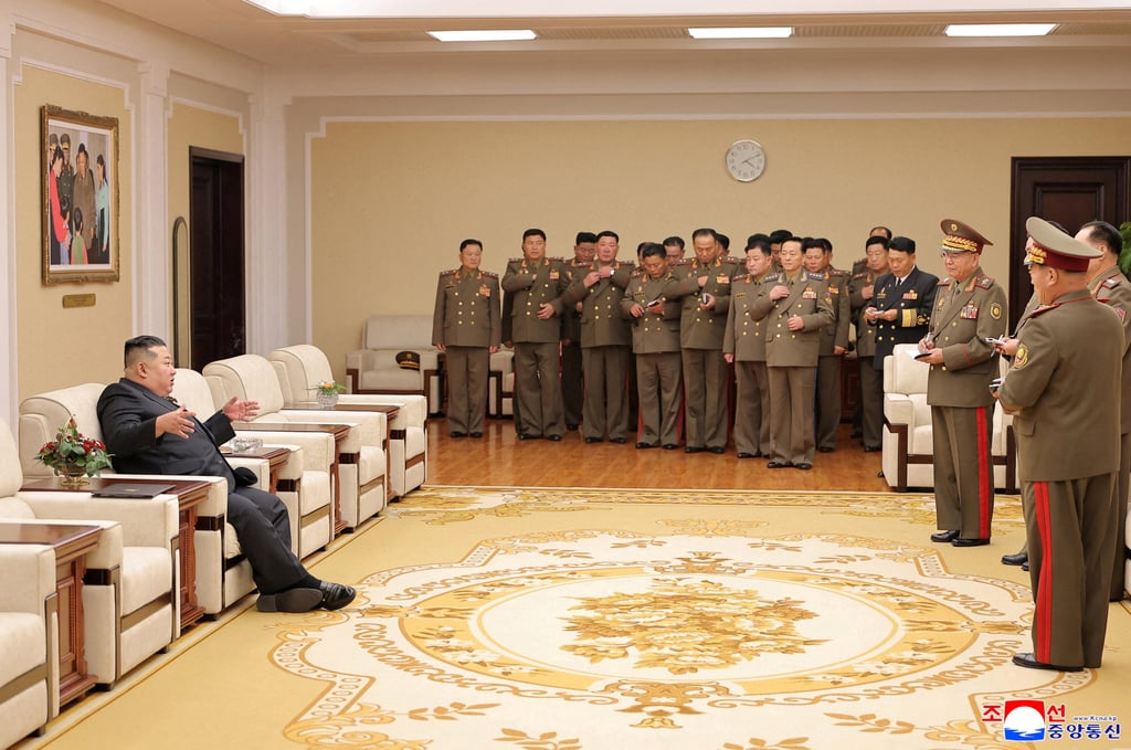 North Korean leader Kim Jong-un during a conference of company commanders for the country’s army in Pyongyang, in a photo released on Saturday. Photo: KCNA via Reuters North Korean leader Kim Jong-un during a conference of company commanders for the country’s army in Pyongyang, in a photo released on Saturday. Photo: KCNA via Reuters
