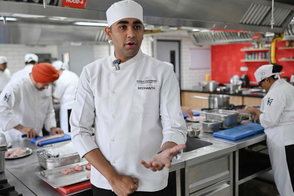 Final-year student chef Siddhant Marwah at the Ecole Ducasse, a French culinary school in Gurugram. Photo: AFP Final-year student chef Siddhant Marwah at the Ecole Ducasse, a French culinary school in Gurugram. Photo: AFP