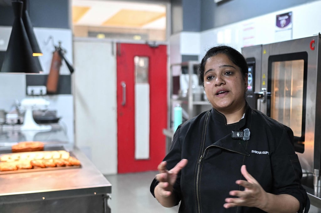 Chef Shikha Gupta teaches bakery and pastry-making at the Vatel Hotel and Tourism Business School in Gurugram. Photo: AFP Chef Shikha Gupta teaches bakery and pastry-making at the Vatel Hotel and Tourism Business School in Gurugram. Photo: AFP